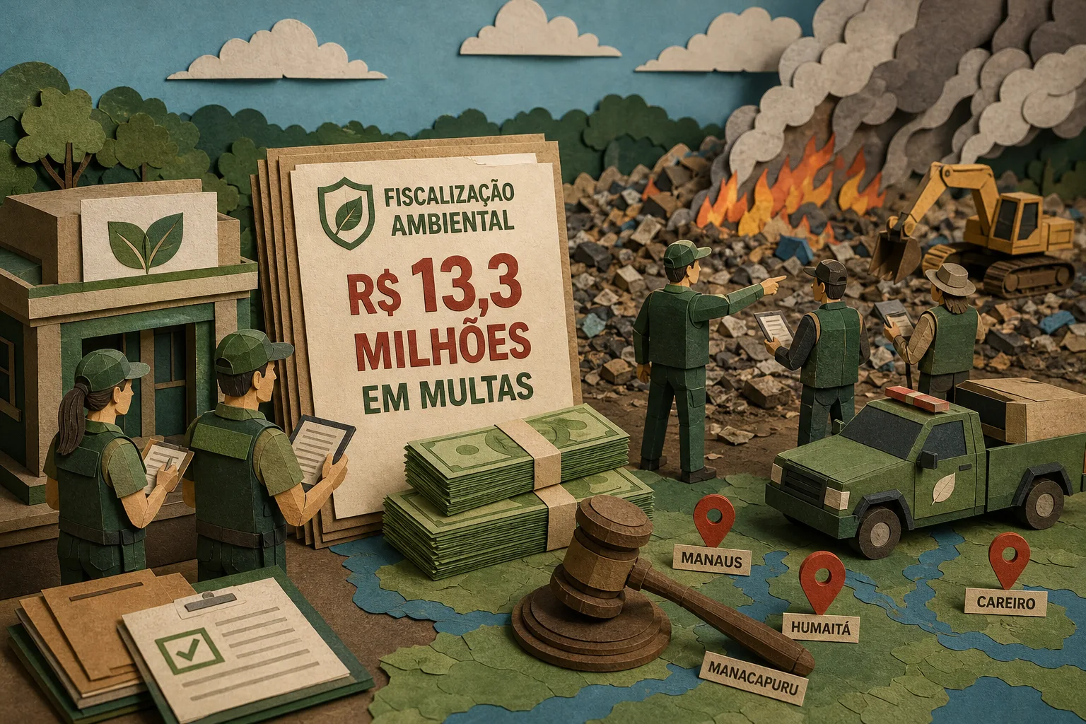 Fiscalização ambiental pune queima irregular de resíduos com R$ 13,3 milhões no AM