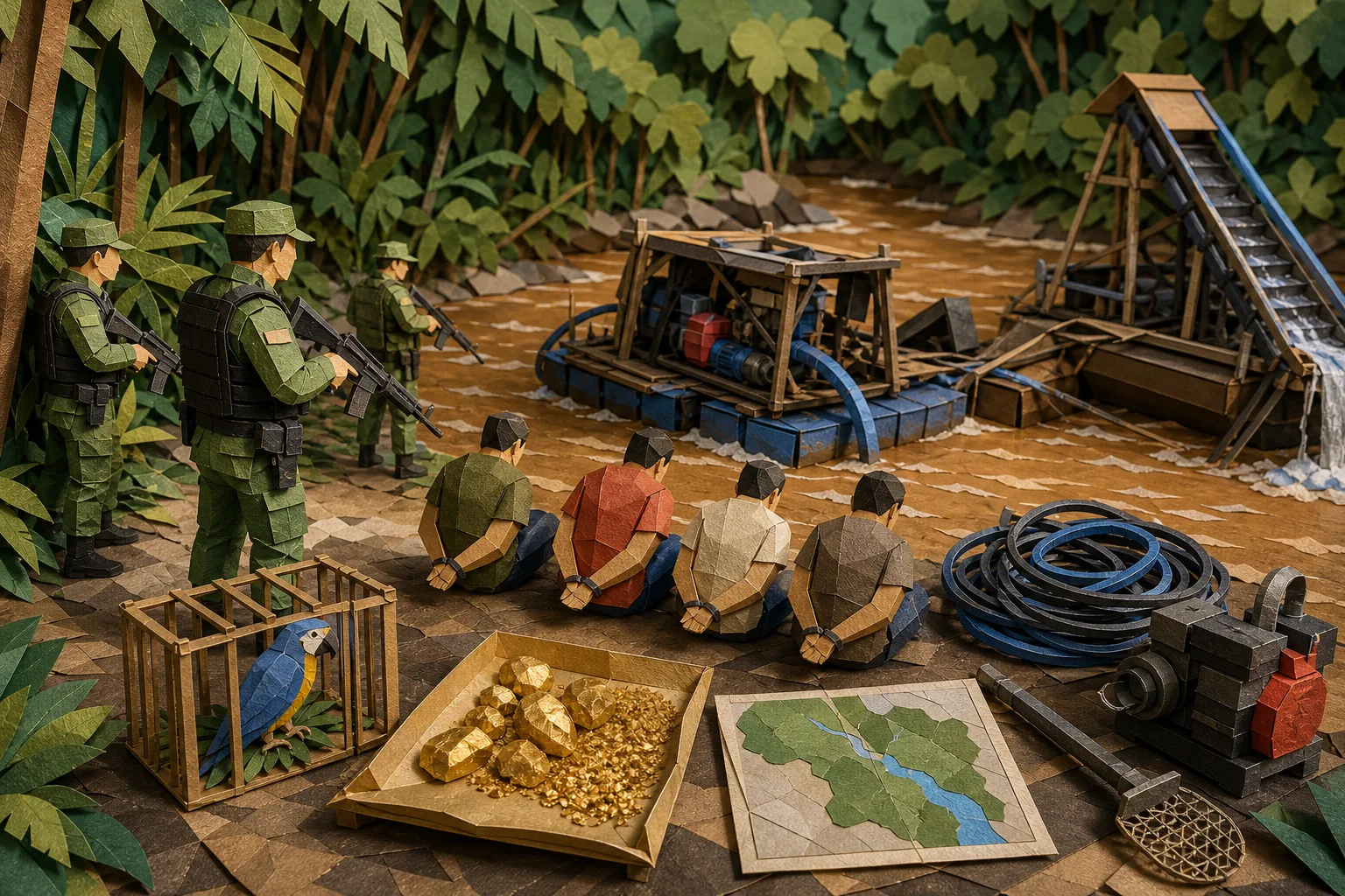Fiscalização contra mineração irregular destrói dragas e apreende ouro no Rio Verde