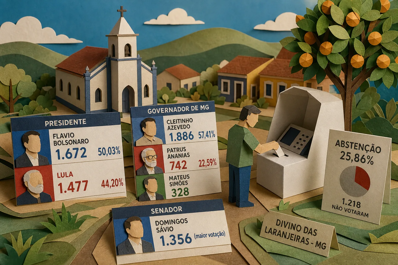 Flavio Bolsonaro e Cleitinho lideram votação do 1º turno em Divino das Laranjeiras
