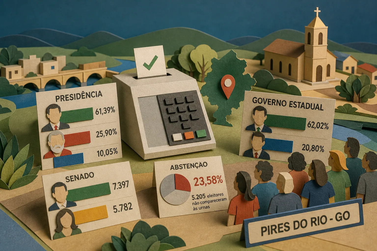 Flavio Bolsonaro e Daniel Vilela lideram a apuração em Pires do Rio
