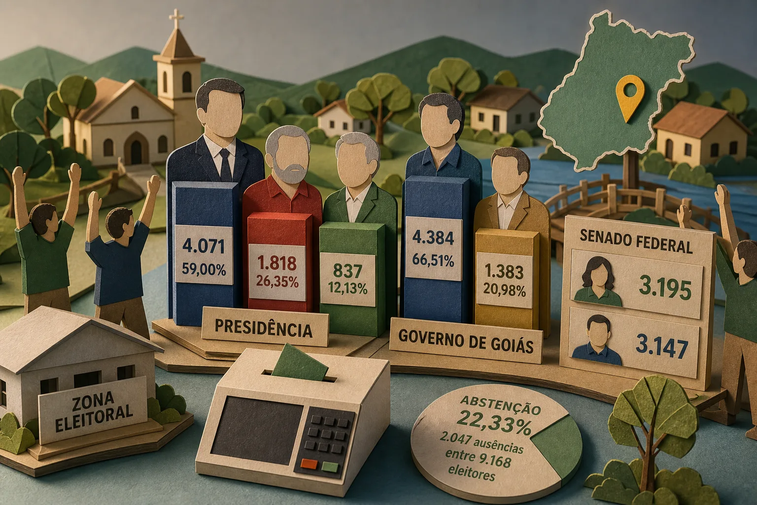 Flavio Bolsonaro e Daniel Vilela lideram votação do 1º turno em Campinorte