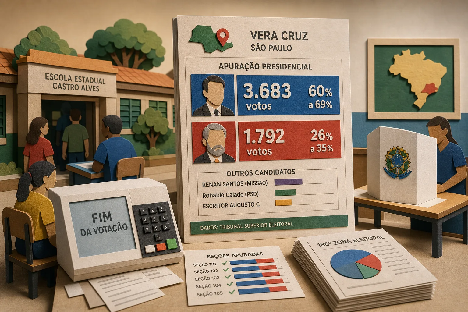 Flavio Bolsonaro lidera apuração presidencial no município de Vera Cruz em São Paulo