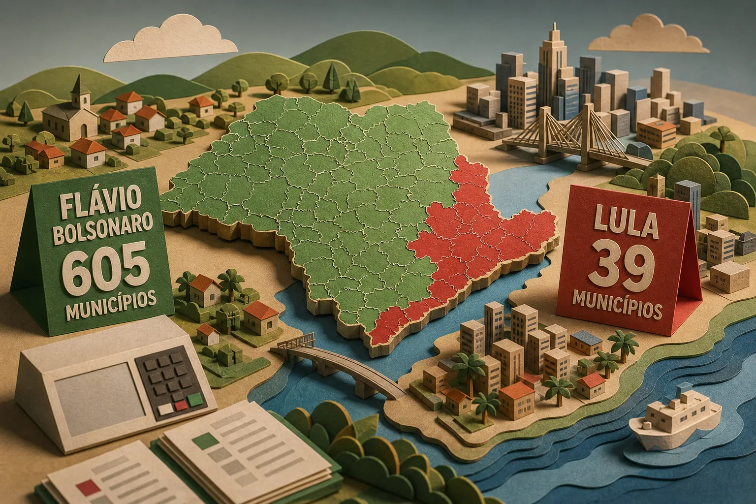 Flávio Bolsonaro lidera em 605 municípios de São Paulo e Lula vence em 39
