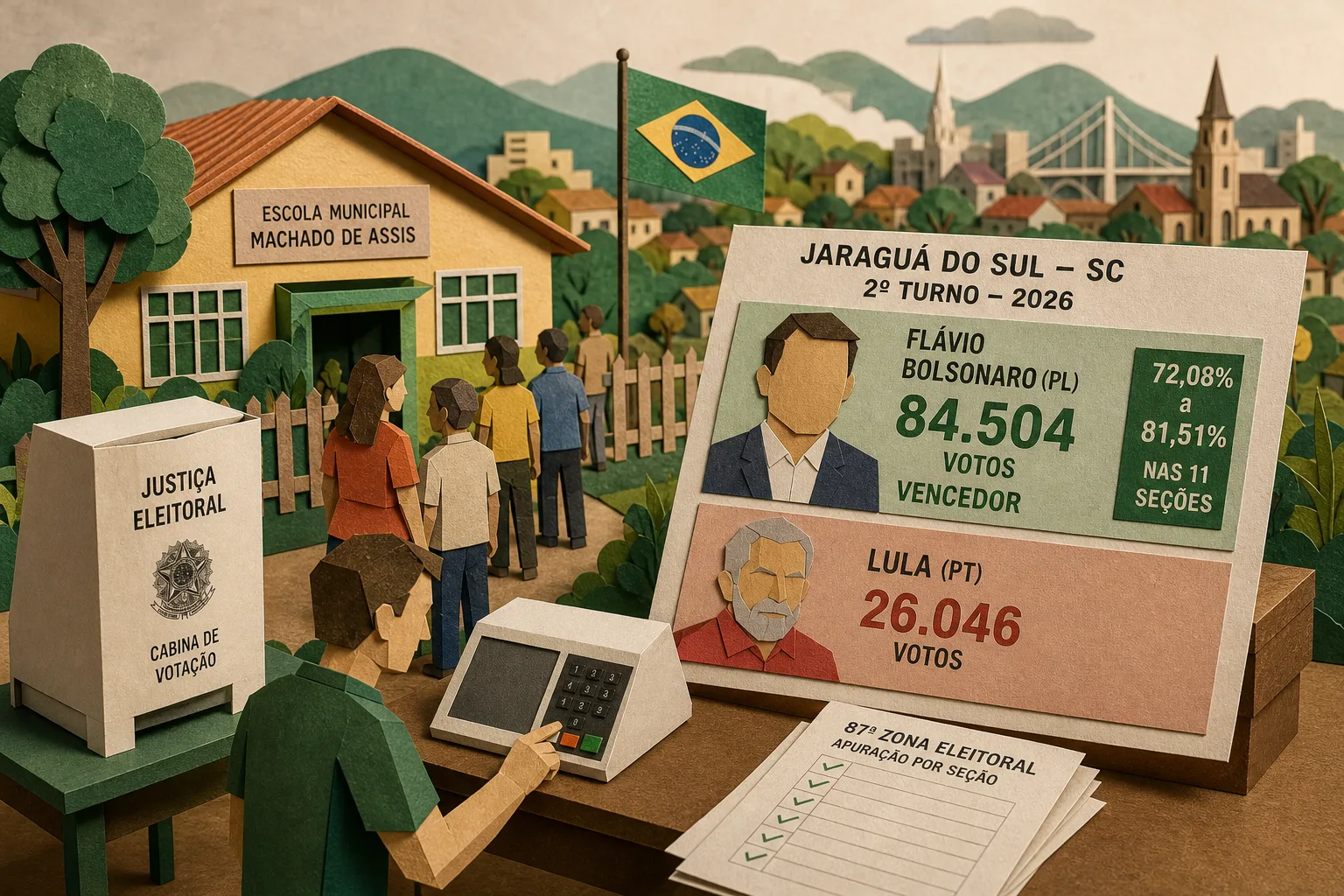 Flávio Bolsonaro lidera votação em colégio eleitoral de Jaraguá do Sul