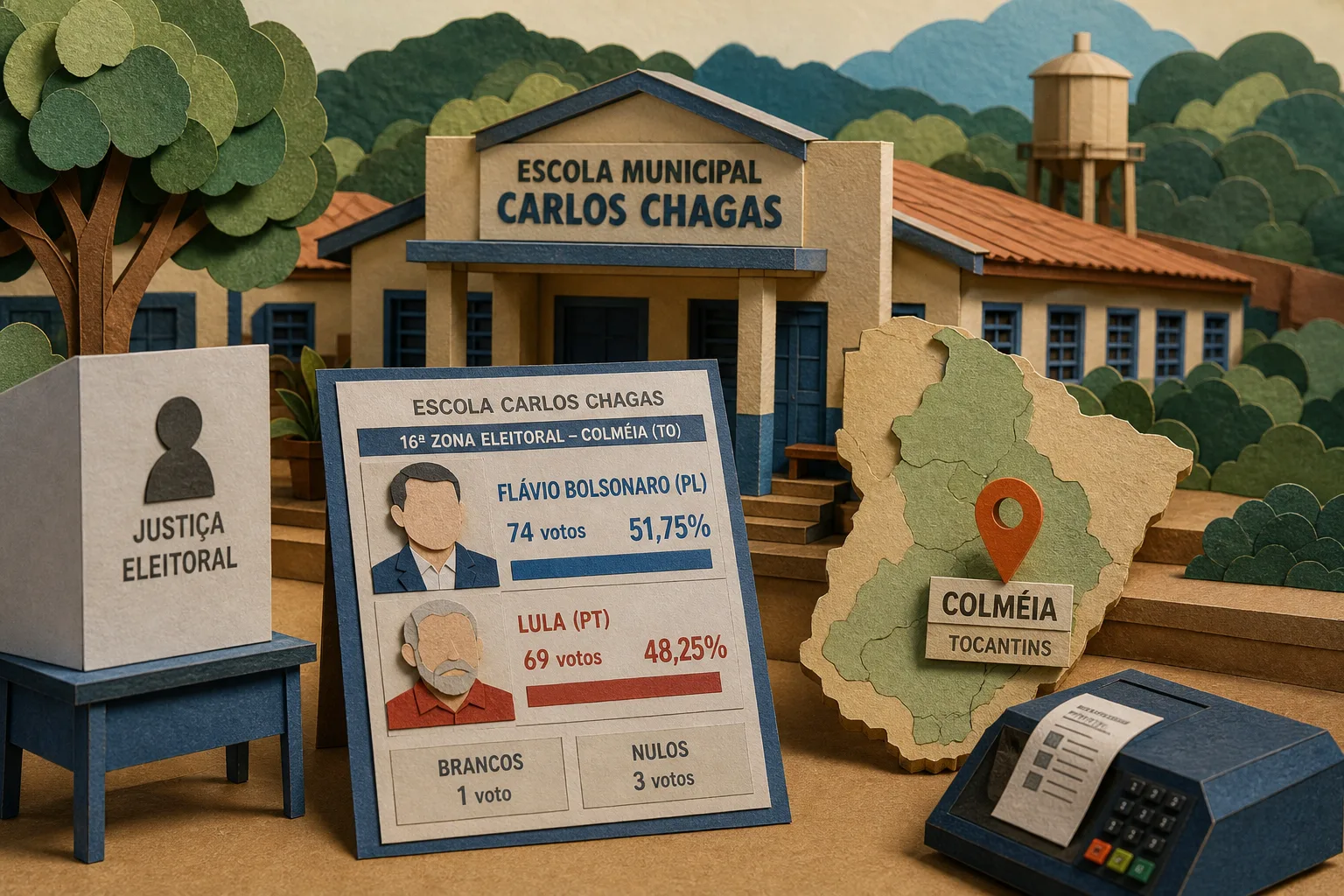 Flávio Bolsonaro lidera votos presidenciais na Escola Carlos Chagas em Colméia (TO)