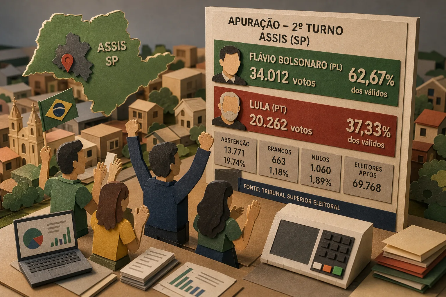 Flávio Bolsonaro vence disputa presidencial no segundo turno em Assis