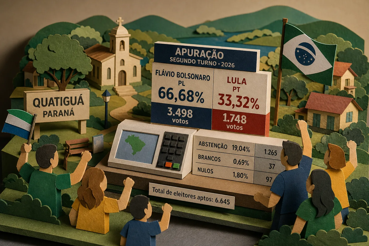 Flávio Bolsonaro vence disputa presidencial no segundo turno em Quatiguá