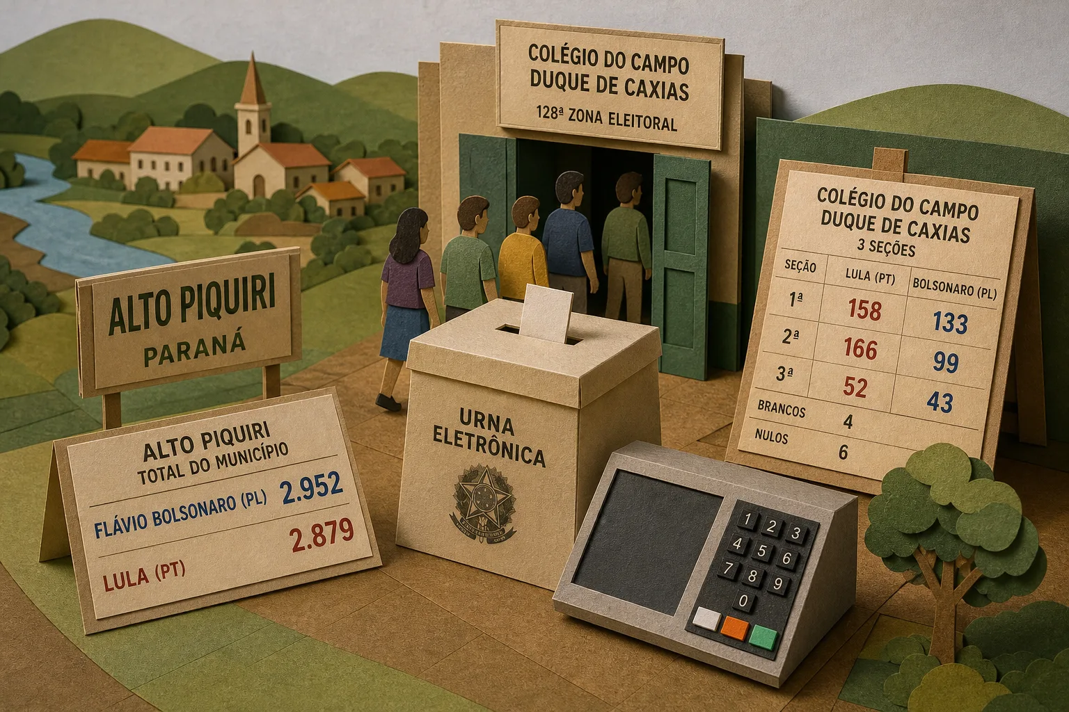 Flávio Bolsonaro vence em Alto Piquiri, mas Lula lidera no colégio Duque de Caxias