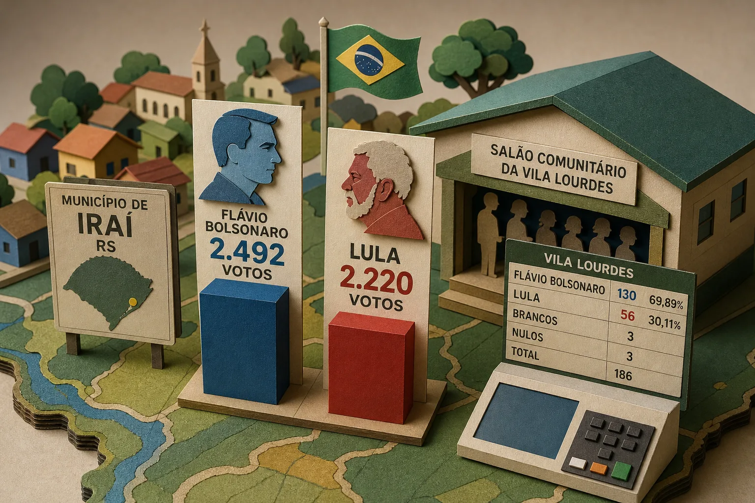 Flávio Bolsonaro vence Lula na disputa presidencial no município de Iraí