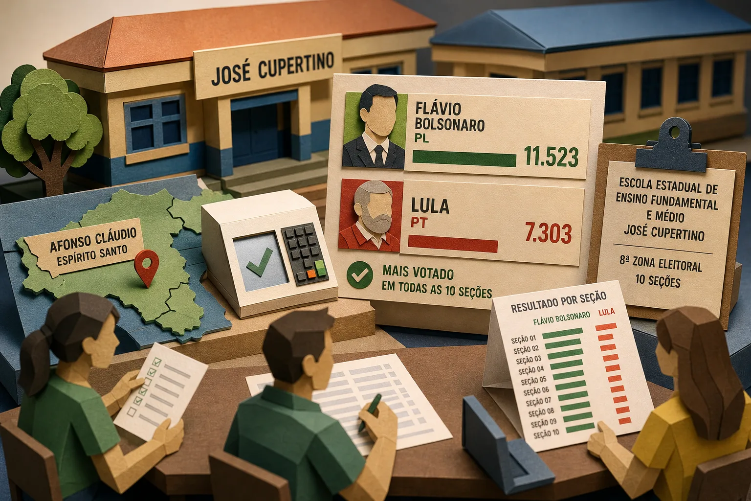 Flávio Bolsonaro vence Lula no colégio José Cupertino em Afonso Cláudio