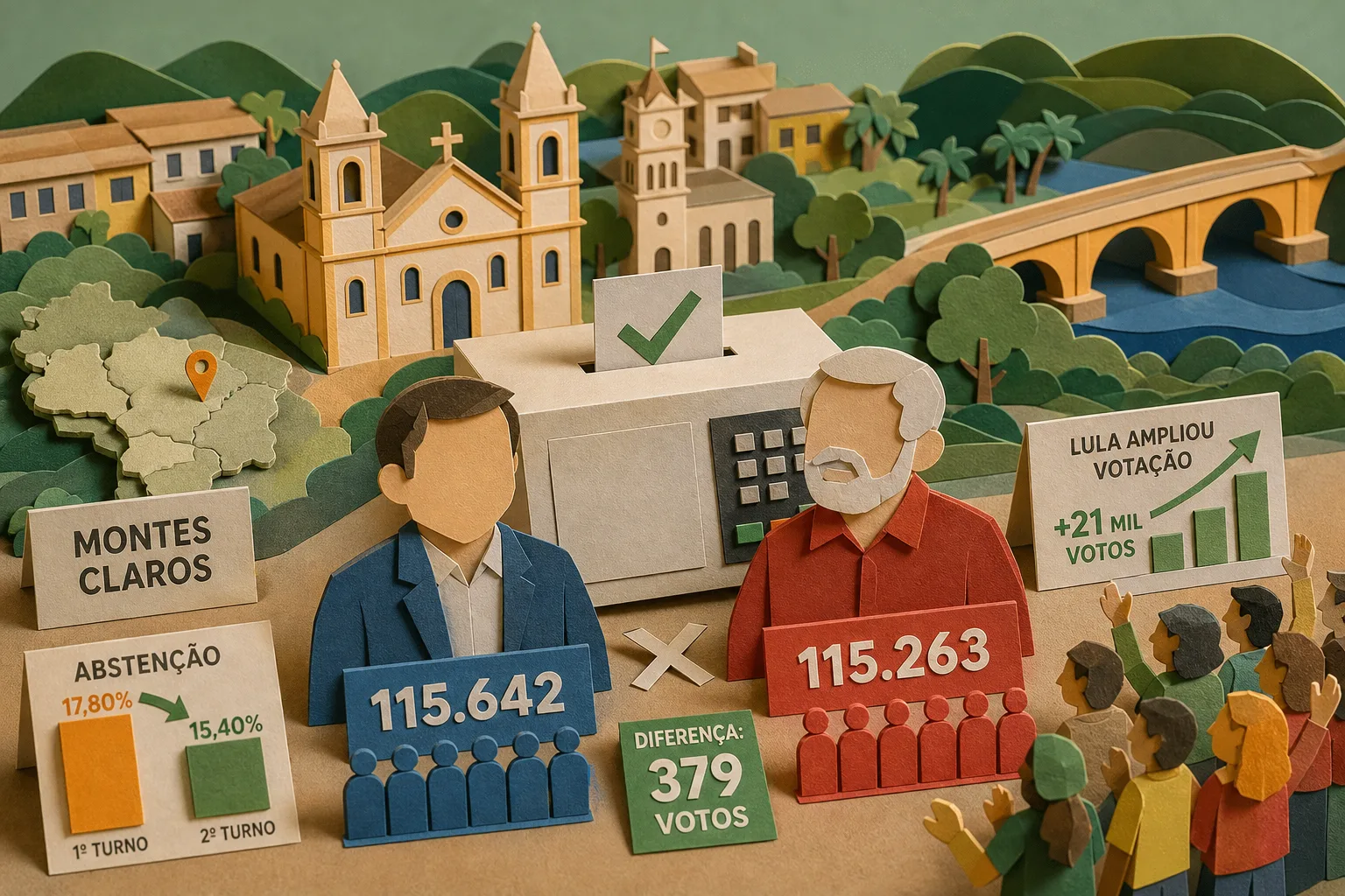 Flávio Bolsonaro vence Lula por margem estreita de 379 votos em Montes Claros