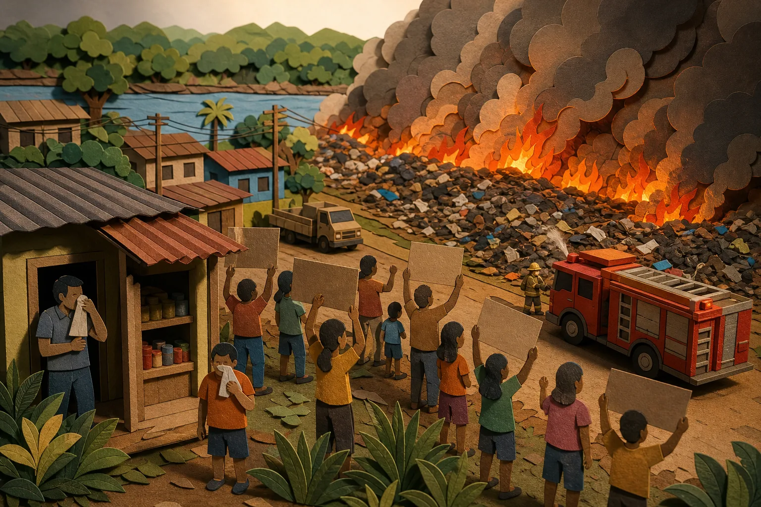 Fogo constante em depósito de lixo afeta bairros e gera protestos no Amazonas