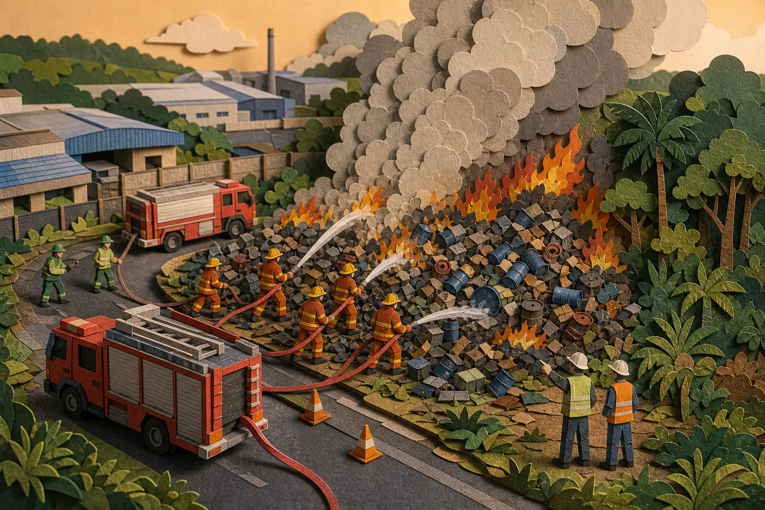 Fogo em lixão e mata mobiliza bombeiros no Distrito Industrial de Manaus