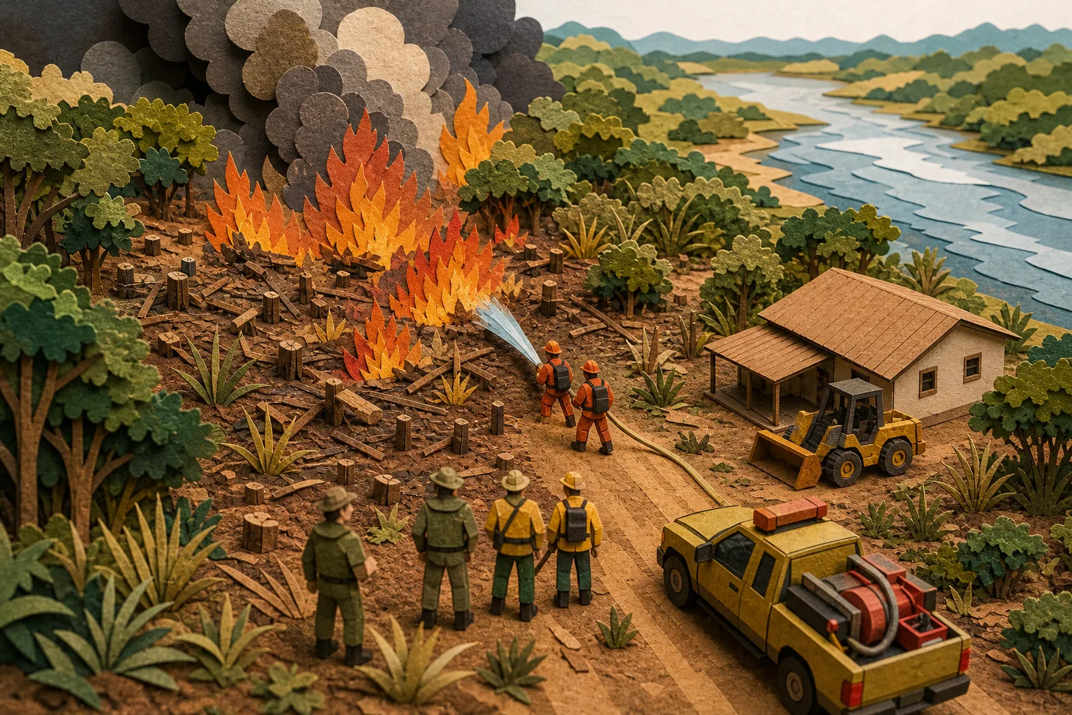 Fogo se alastra por até oito quilômetros de vegetação na zona Oeste de Boa Vista