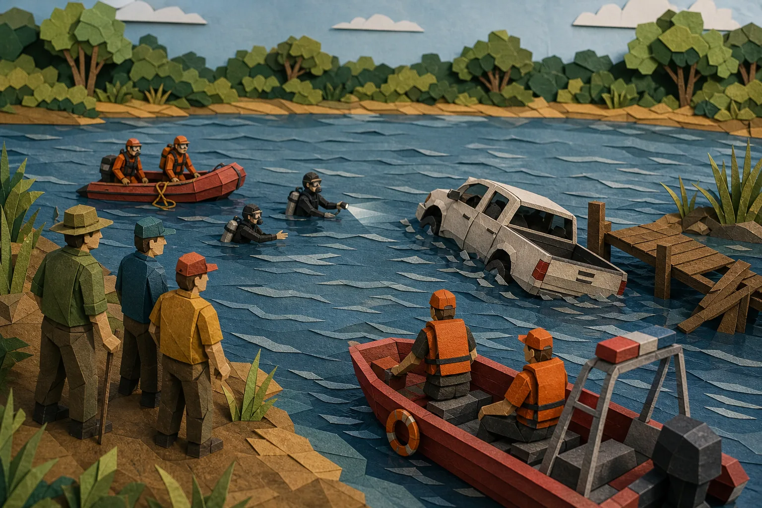 Força-tarefa procura dois rapazes que sumiram após queda de picape no Rio Grande