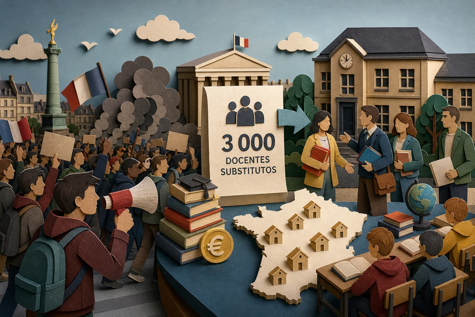 França destina 3 mil docentes substitutos para colégios após protestos