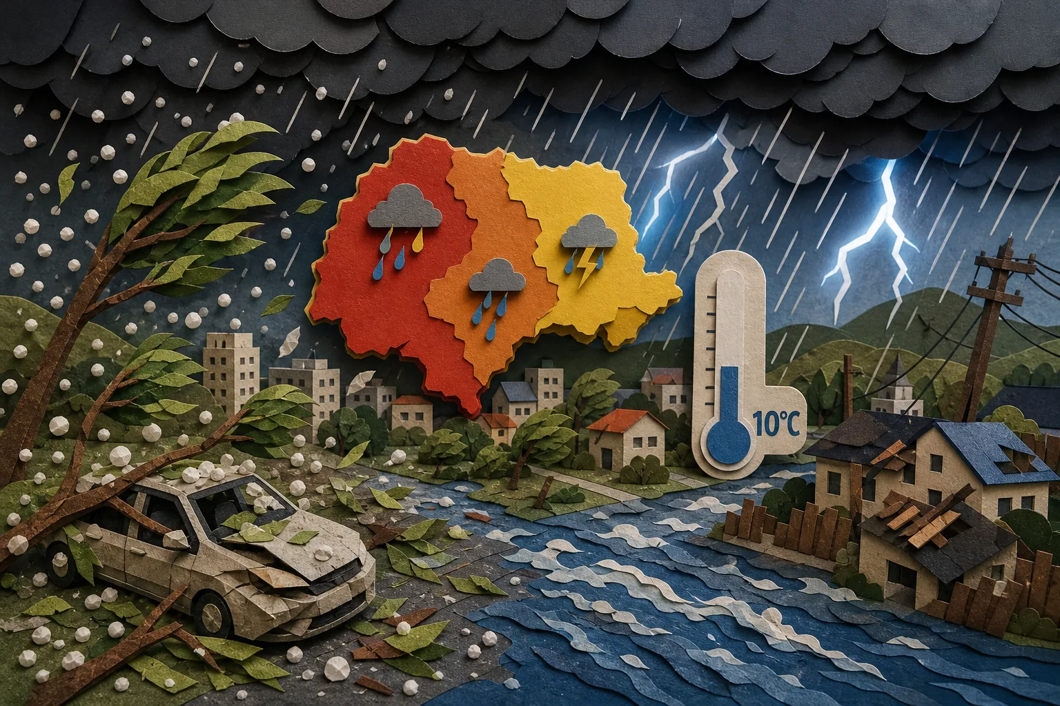 Frente fria provoca temporais severos e queda brusca de temperatura no Paraná