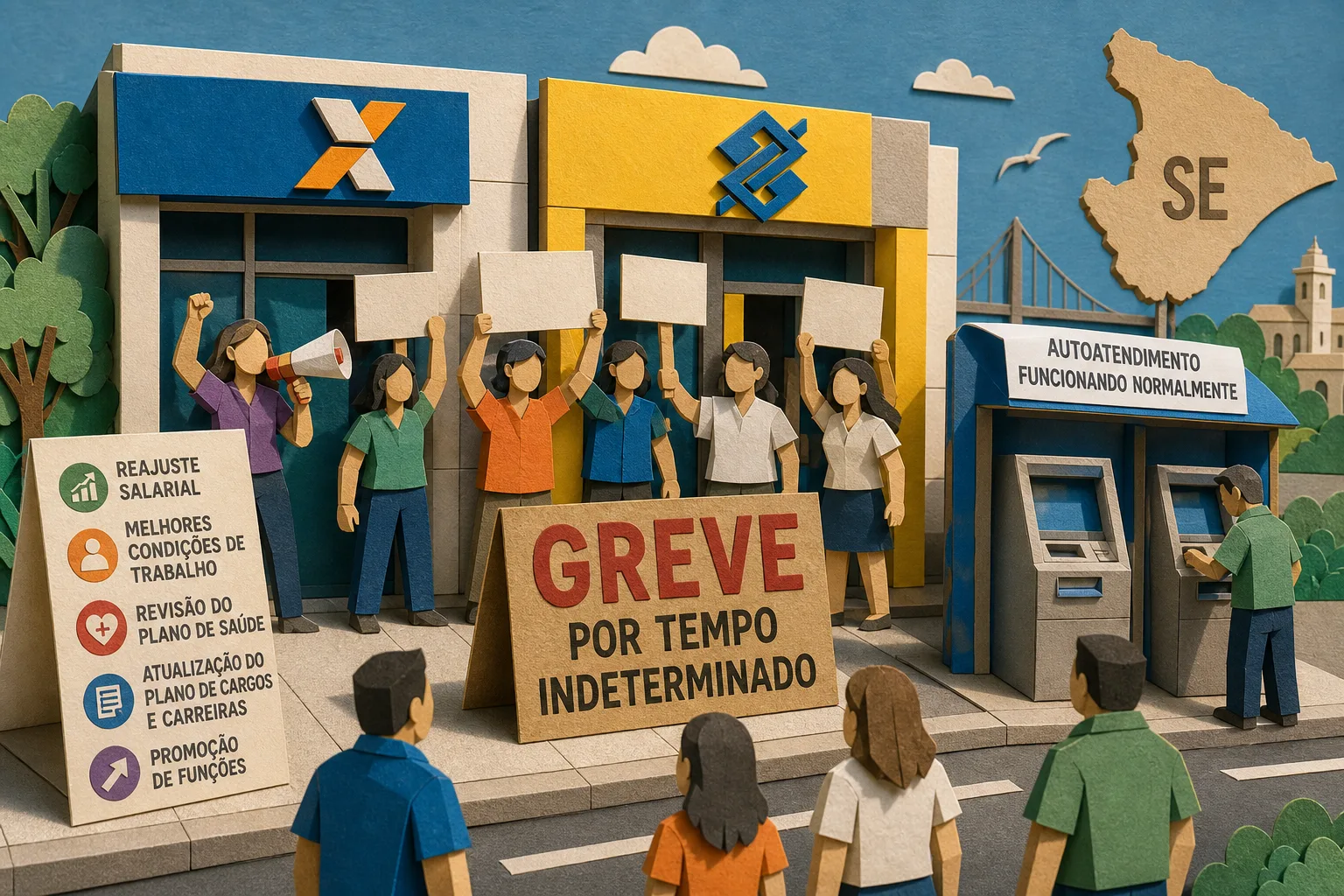 Funcionários da Caixa e do Banco do Brasil entram em greve por tempo indeterminado em SE