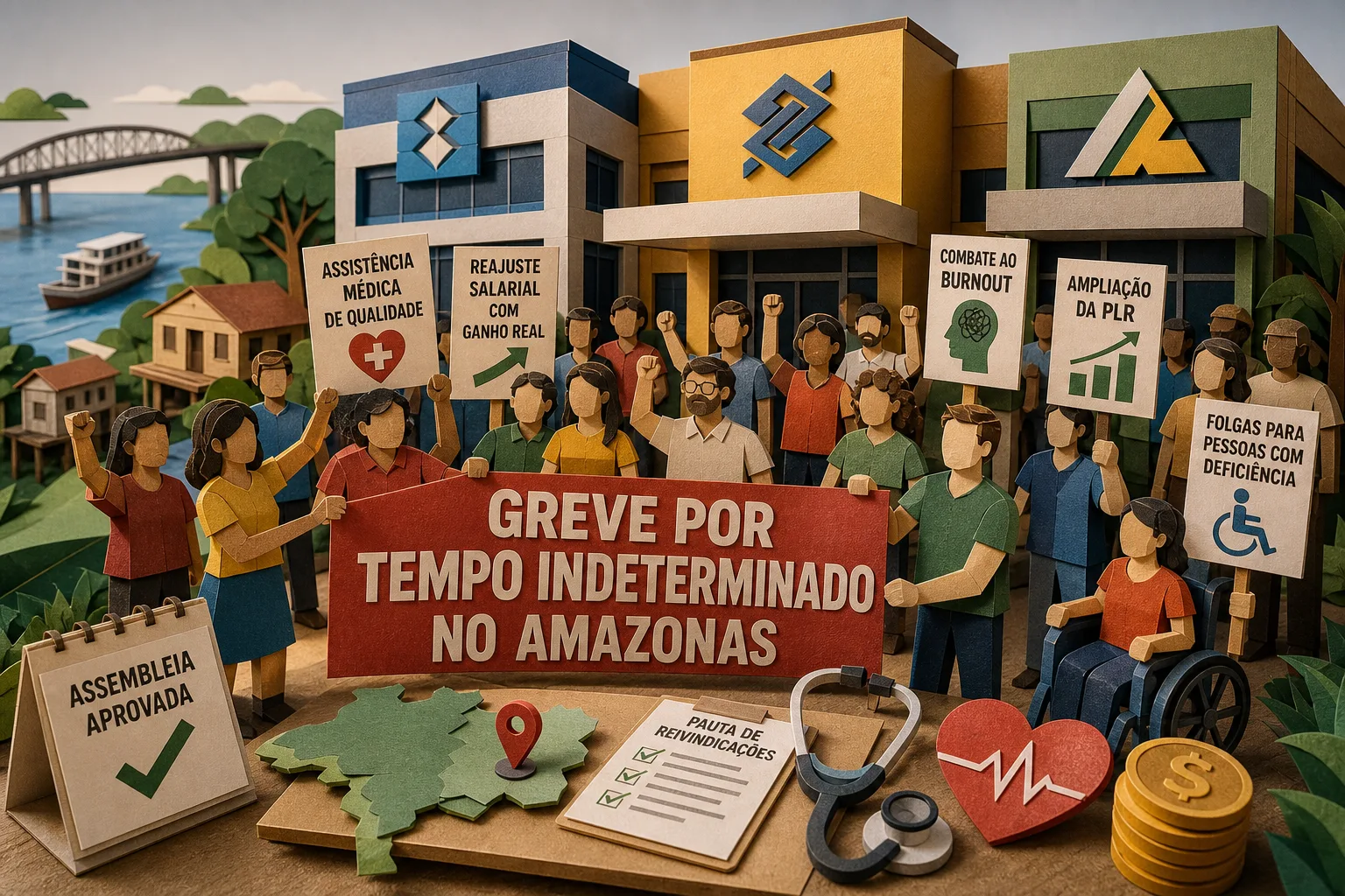 Funcionários de bancos públicos iniciam greve por tempo indeterminado no Amazonas
