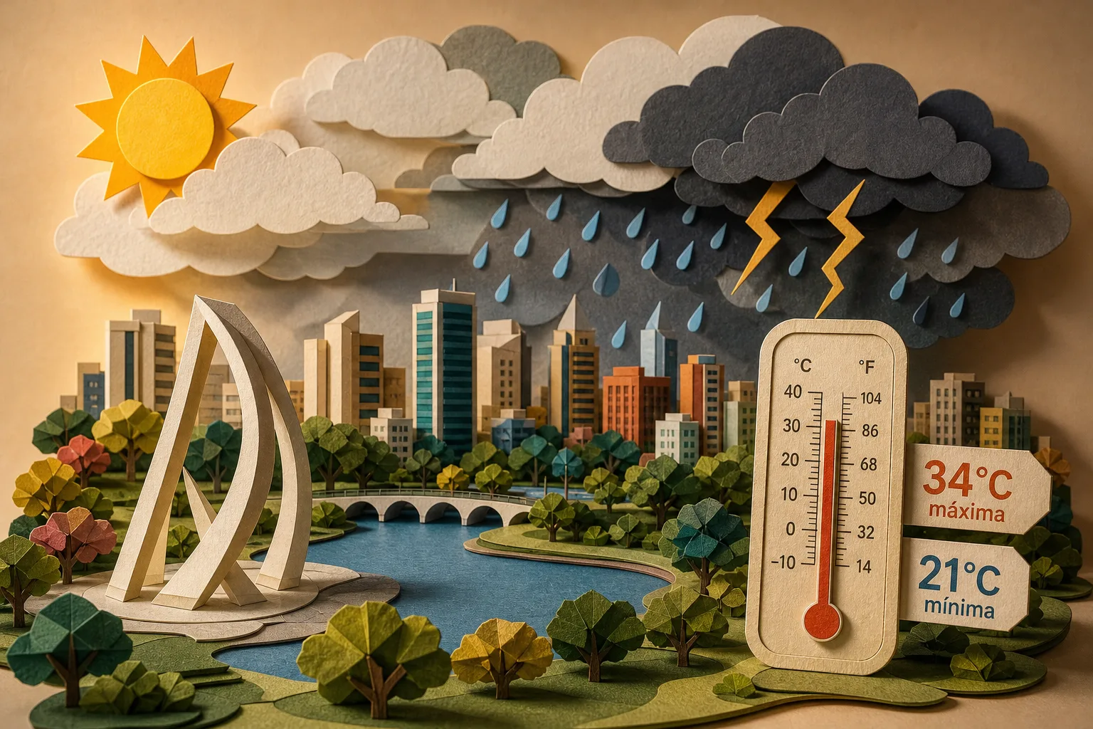 Goiânia terá calor de até 34ºC com pancadas de chuva e trovoadas neste domingo