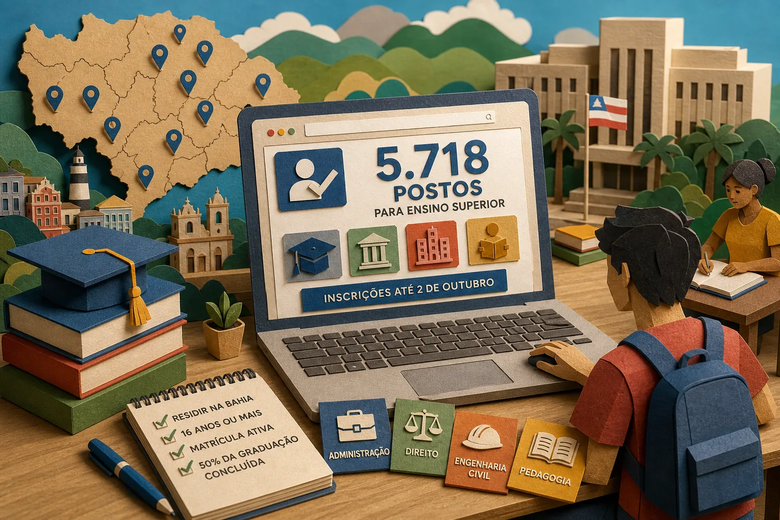 Governo da Bahia abre seleção com mais de 5,7 mil postos para ensino superior
