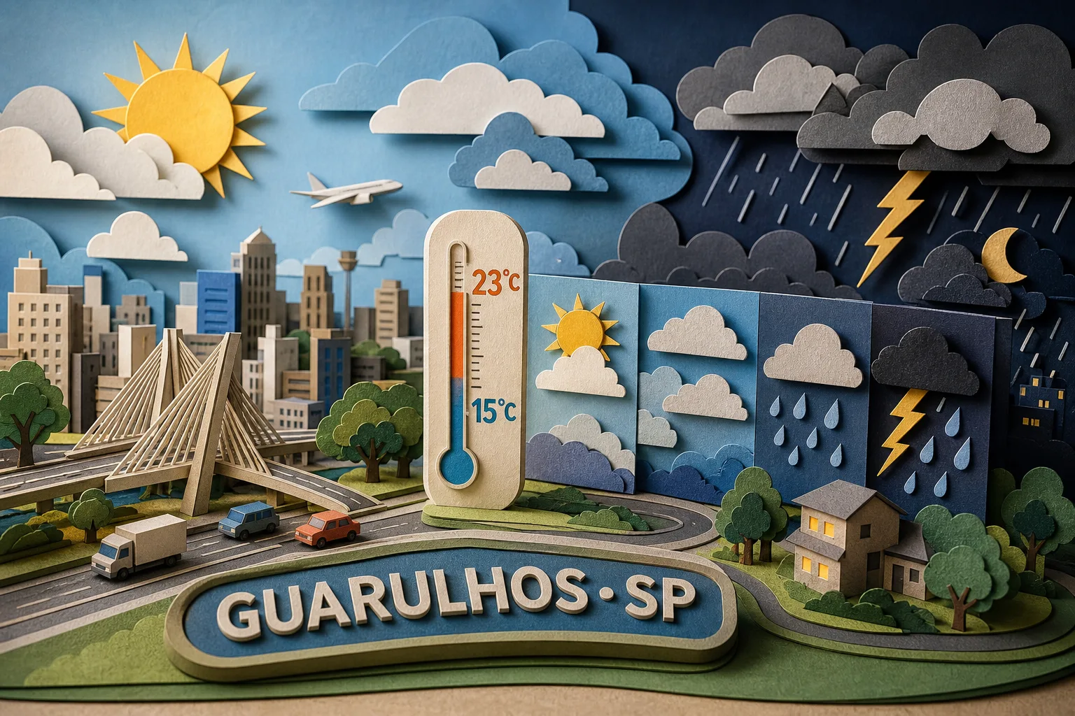 Guarulhos tem sábado com variação de nuvens e temperaturas entre 15°C e 23°C