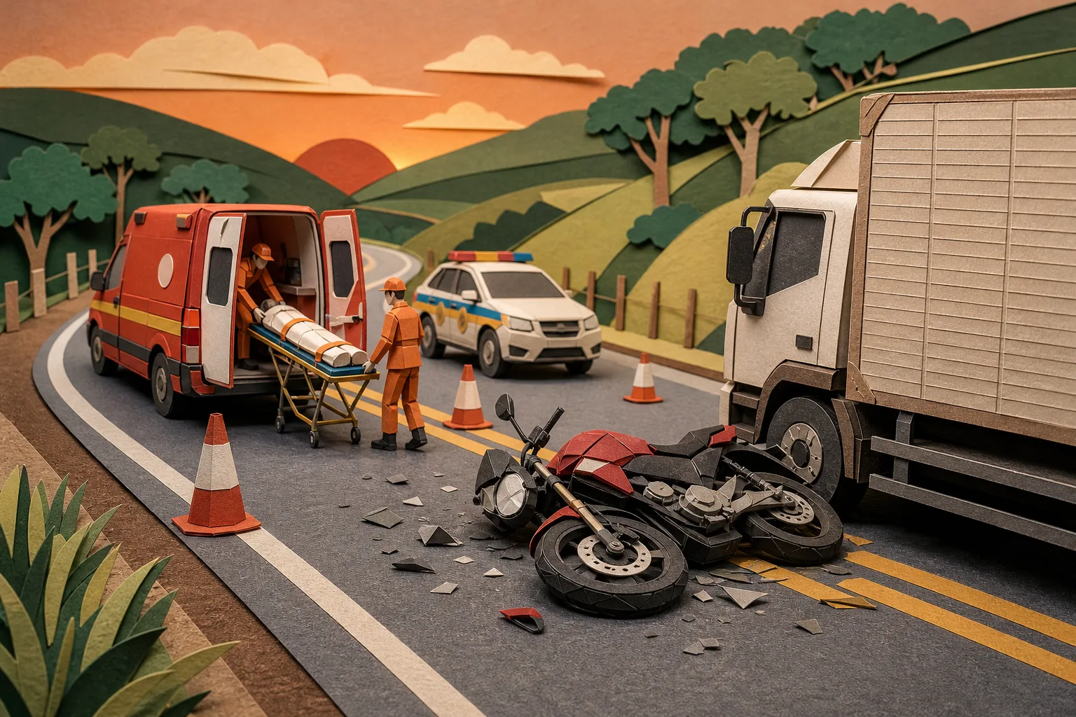 Homem de 28 anos morre no hospital após colidir moto contra caminhão na MG-290