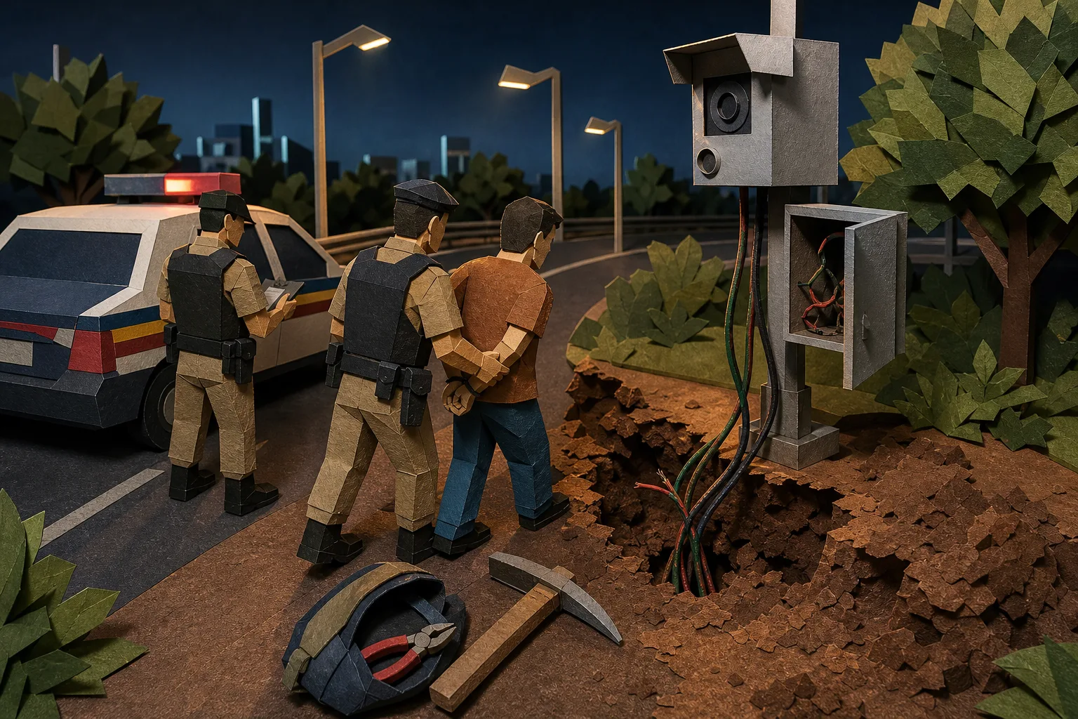Homem é detido em flagrante após danificar fiação de radar eletrônico na BR-365