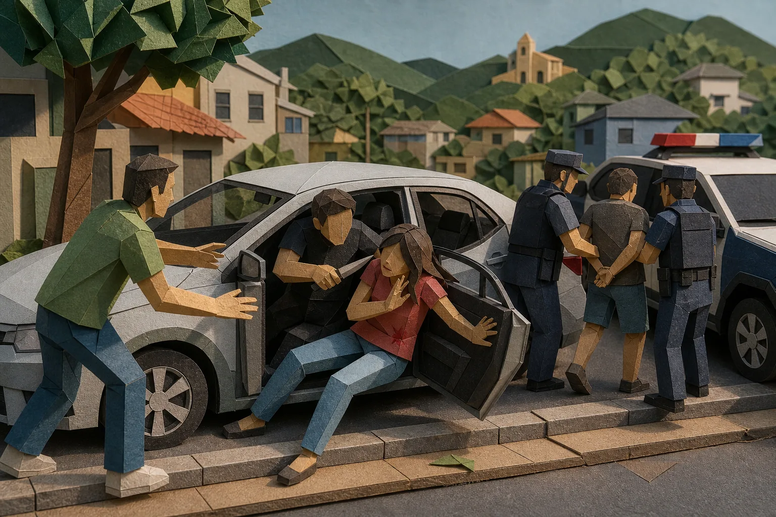 Homem fere ex com faca dentro de automóvel e acaba preso pela polícia no ES