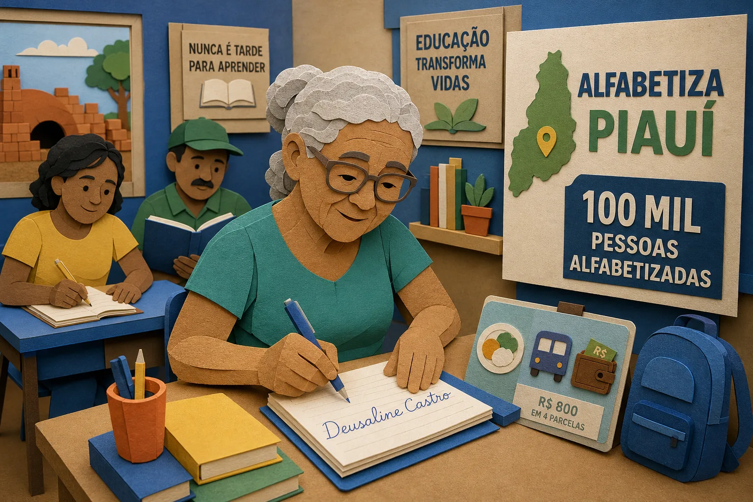Idosa de 76 anos ingressa em projeto educacional no Piauí e assina o próprio nome