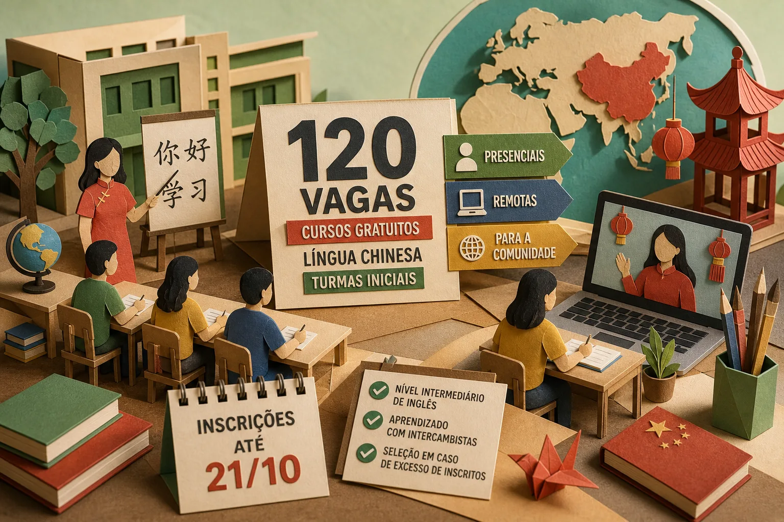 IFRN oferece 120 vagas em turmas iniciais de língua chinesa com aulas sem custo