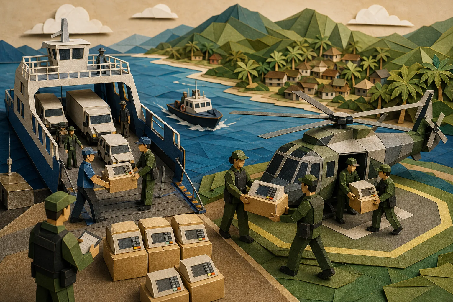 Ilhabela mobiliza esquema aéreo e marítimo para distribuição de urnas eletrônicas