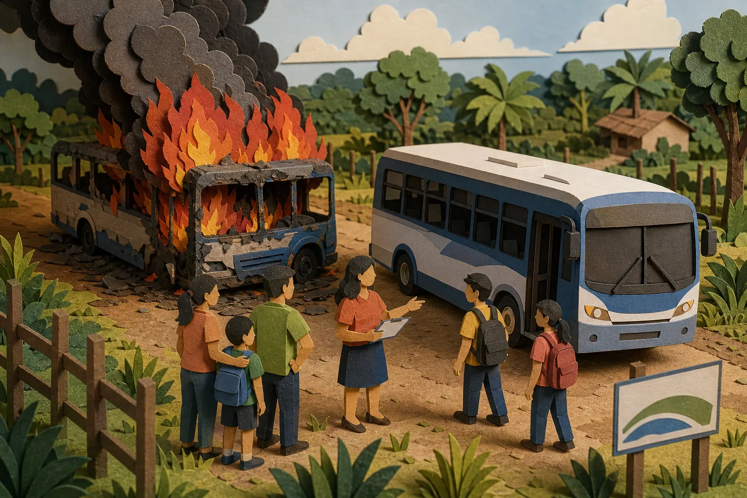 Incêndio destrói veículo de alunos no Flor do Amazonas em Candeias do Jamari