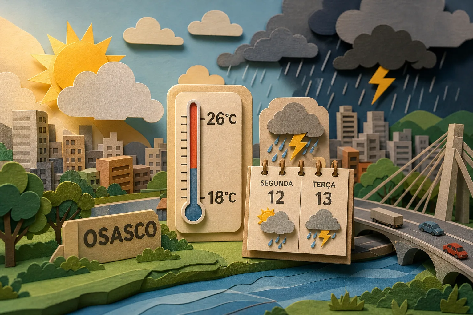 Início de semana em Osasco deve registrar máxima de 26ºC e trovoadas isoladas