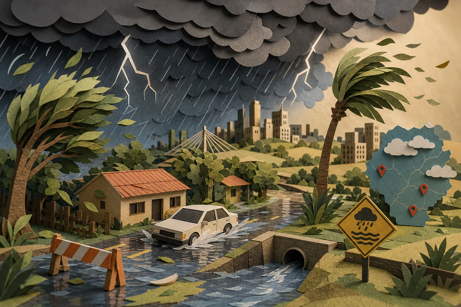 Instabilidade climática traz tempestades e fortes vendavais a Mato Grosso do Sul