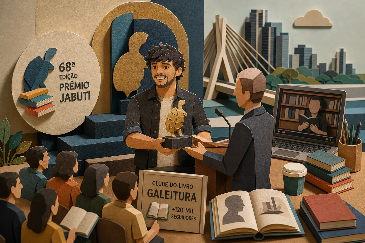 Jogador Gustavo Scarpa vai entregar troféu na 68ª edição do Prêmio Jabuti