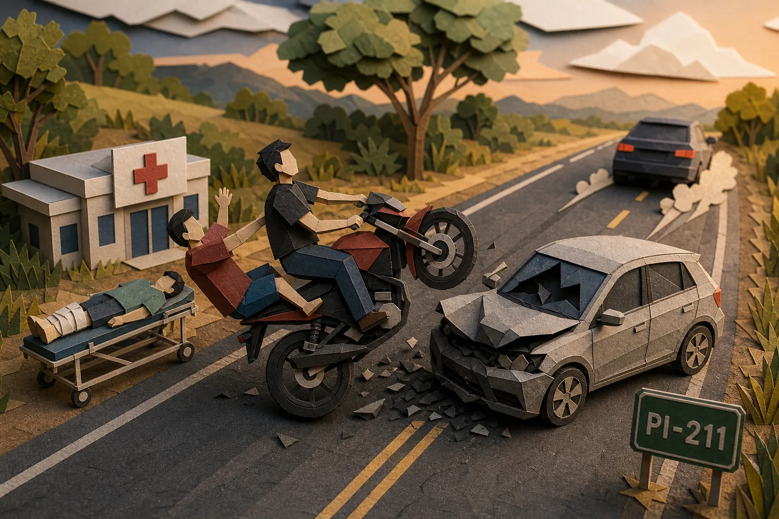 Jovem morre e irmão fica ferido após colisão entre carro e moto na rodovia PI-211