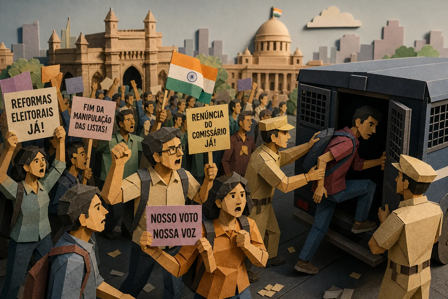 Jovens realizam manifestações por reformas eleitorais e enfrentam prisões na Índia