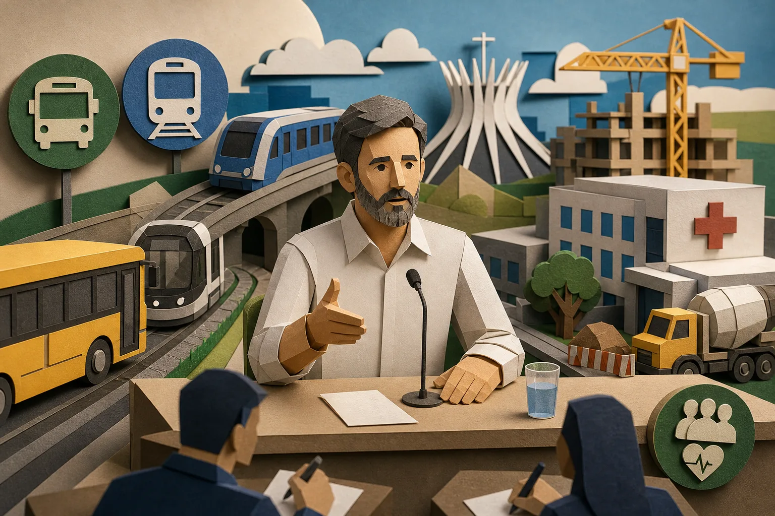 Leandro Grass promete transporte gratuito e expansão do metrô em sabatina no DF