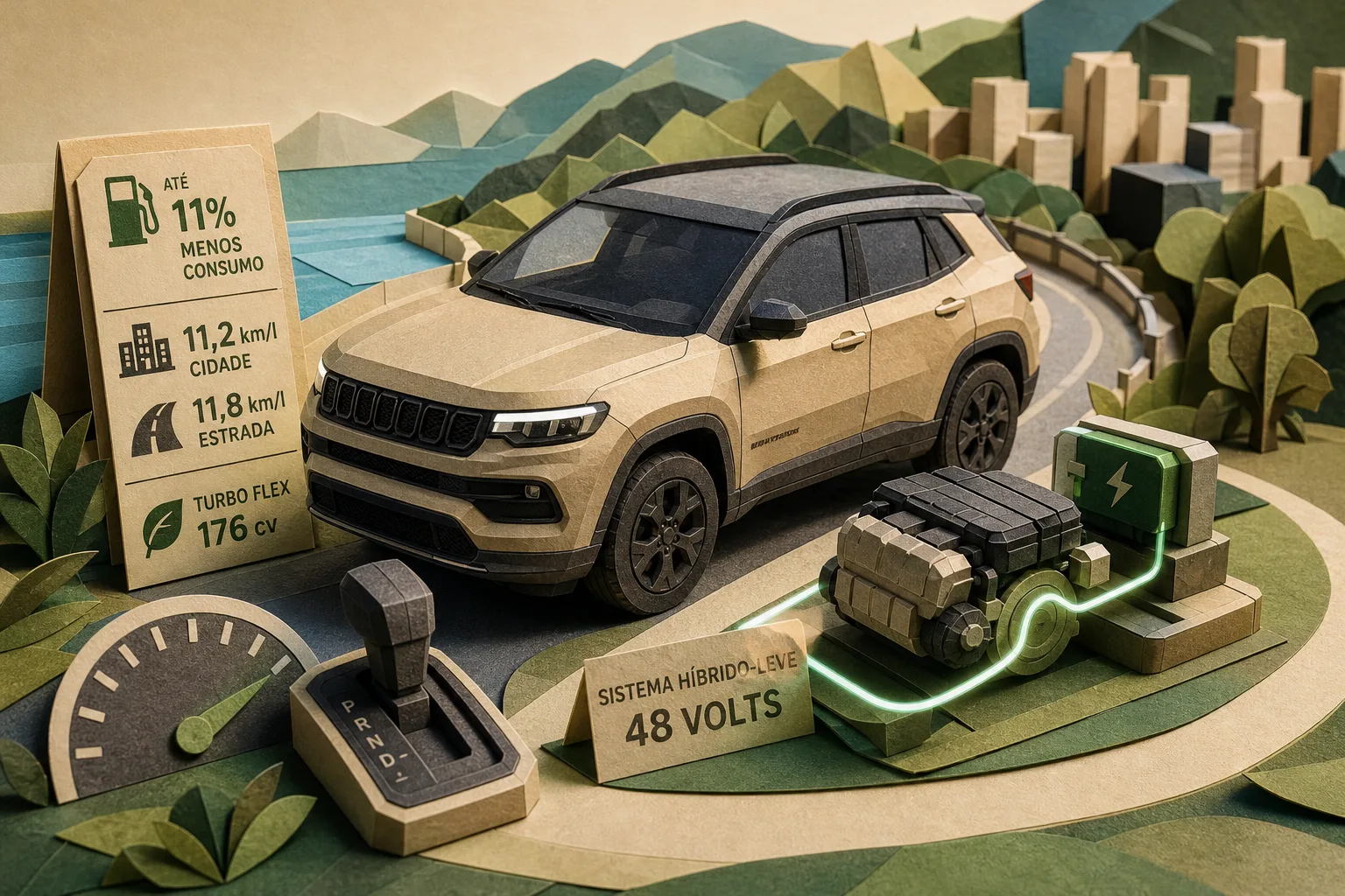 Linha 2027 do Jeep Compass estreia conjunto híbrido-leve de 48 volts