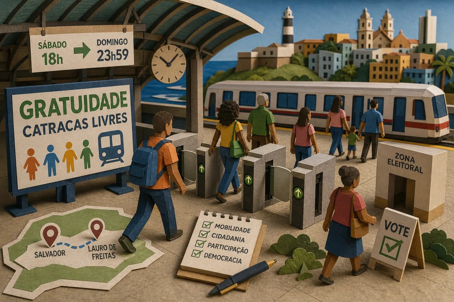 Linhas metroviárias da Bahia operam com catracas livres no fim de semana eleitoral