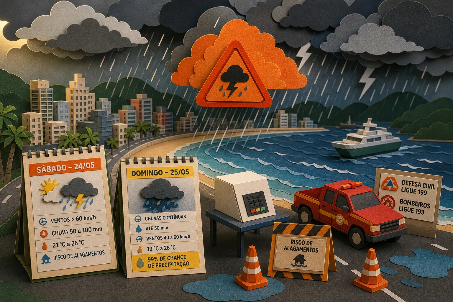 Litoral de SP tem alerta de tempestade e previsão de tempo instável no fim de semana