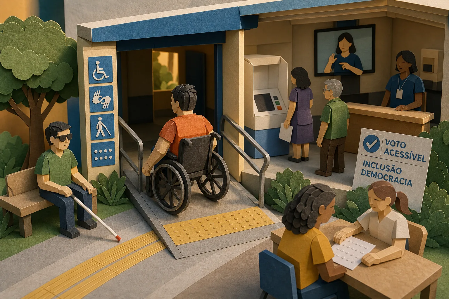 Locais de votação adaptados crescem para atender eleitores com deficiência em 2026