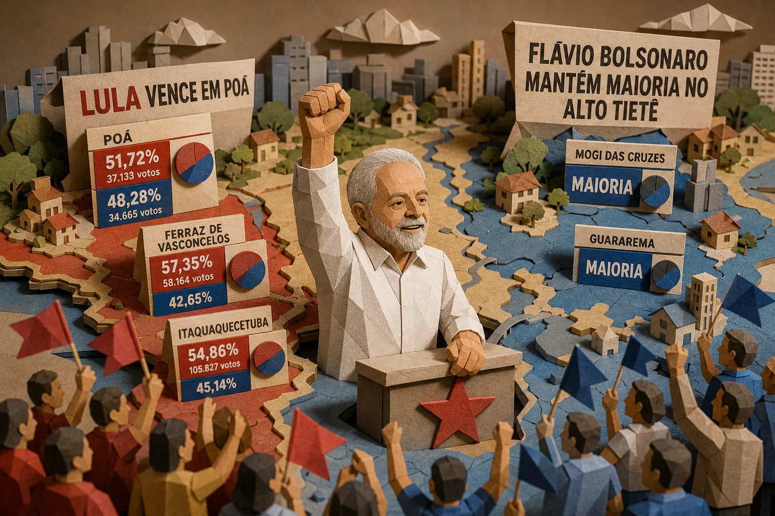 Lula conquista vitória em Poá e Flávio Bolsonaro mantém maioria no Alto Tietê