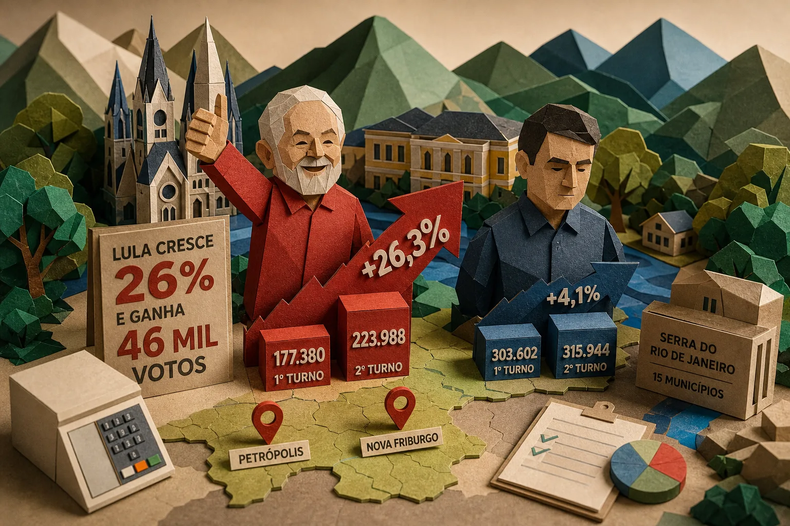 Lula cresce 26% e ganha 46 mil votos na Serra do Rio no segundo turno
