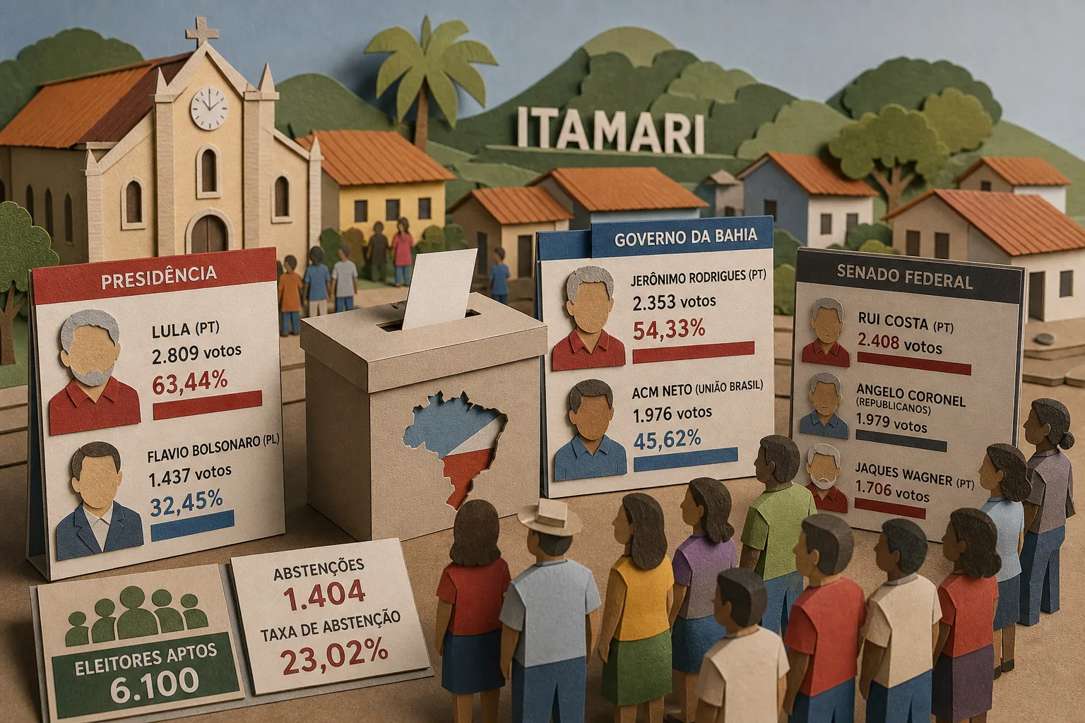 Lula e Jerônimo Rodrigues lideram apuração do primeiro turno em Itamari