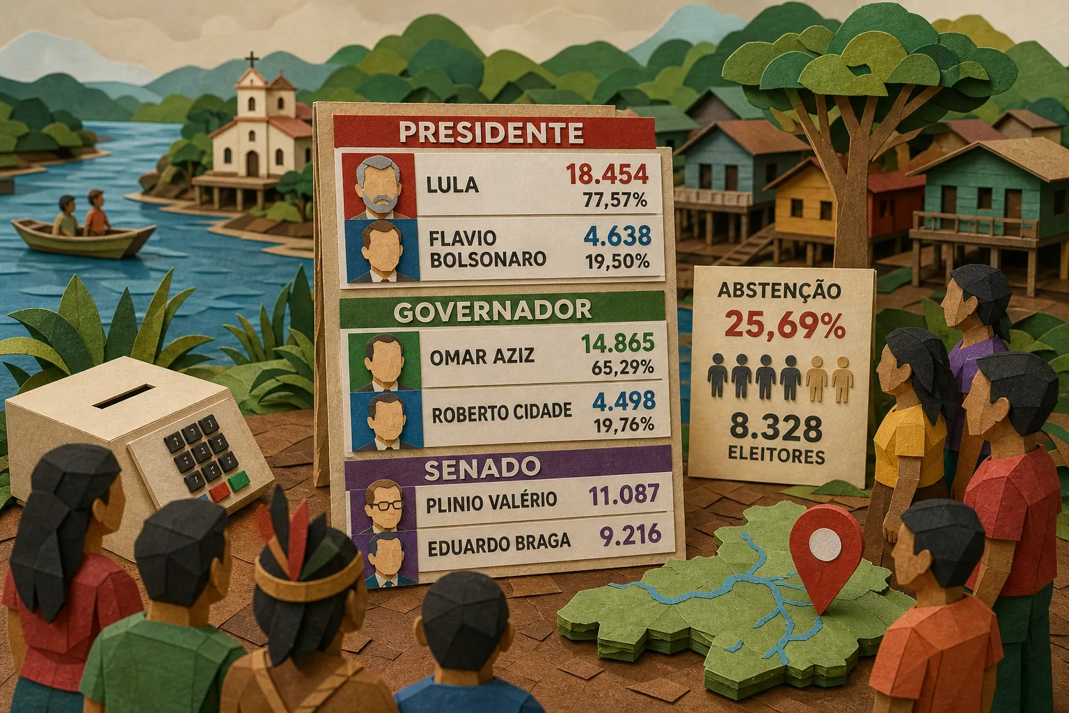 Lula e Omar Aziz lideram apuração do primeiro turno em São Gabriel da Cachoeira