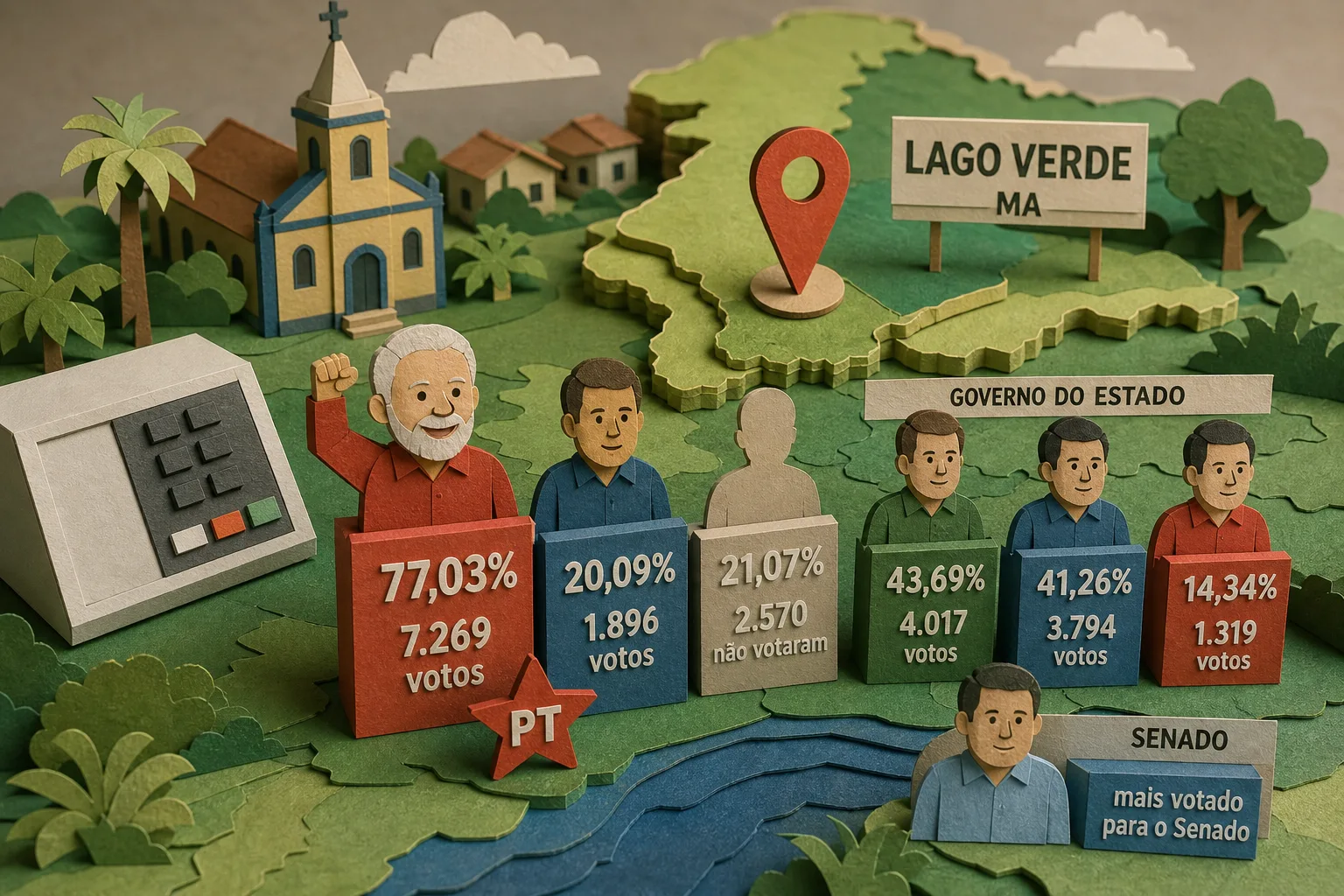 Lula e Orleans Brandão lideram votação do primeiro turno em Lago Verde no Maranhão