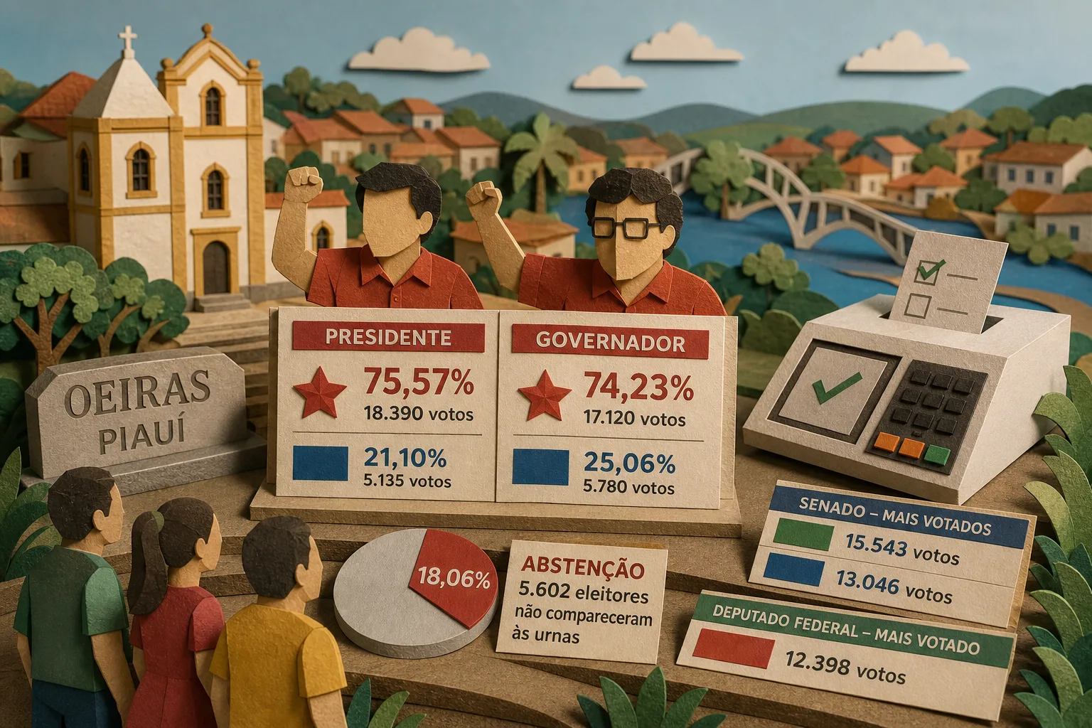 Lula e Rafael Fonteles lideram votação do primeiro turno em Oeiras no Piauí