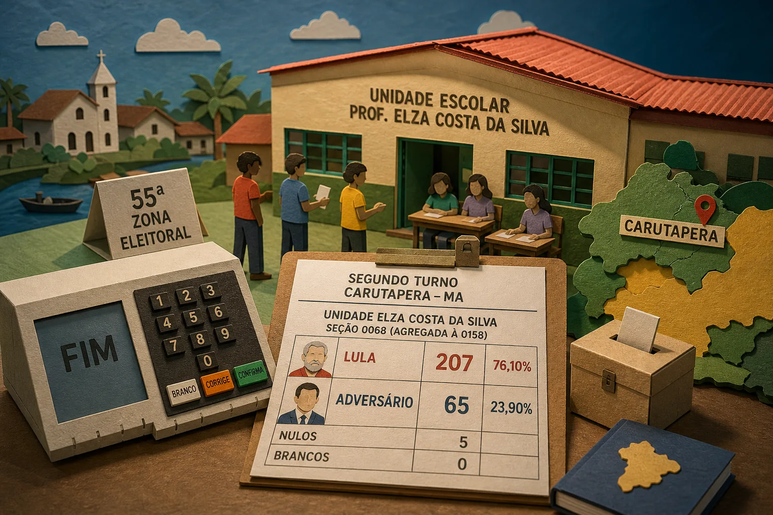 Lula lidera apuração do segundo turno em colégio eleitoral de Carutapera no Maranhão